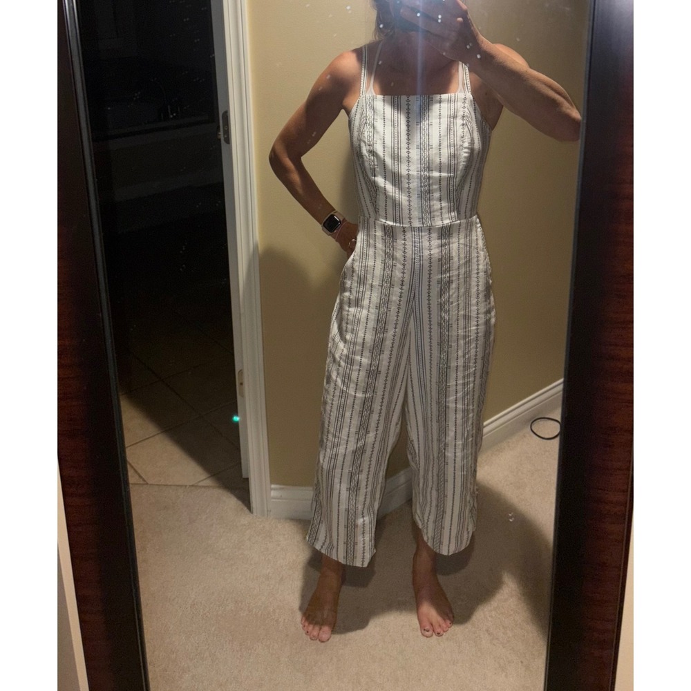 Old Navy Striped Jumpsuit Womens Sleeveless Square Neck Bohemian Wide Leg Romper